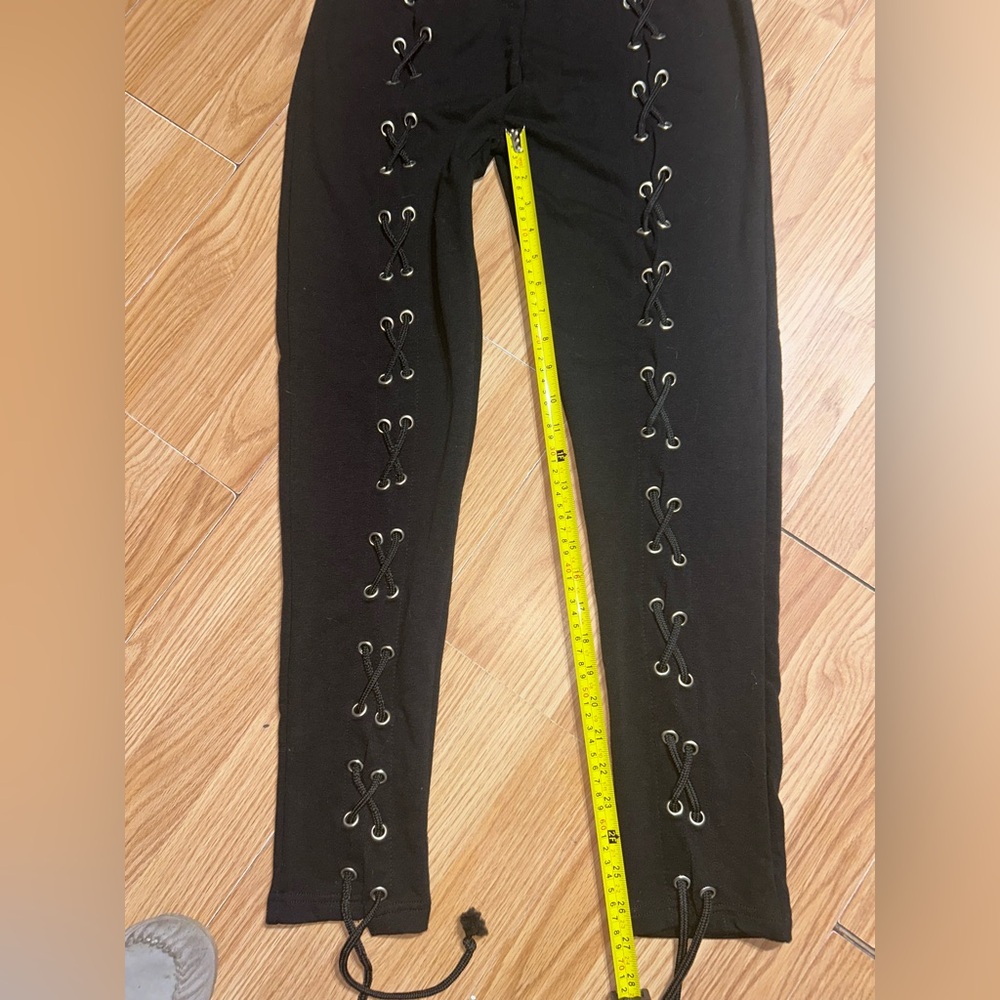 3/$20 Boohoo black Lace-Up pull on pants ladies 10 - Picture 5 of 7